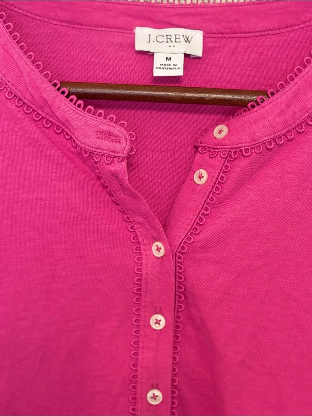 J. Crew Women's Pink Puff Short Sleeve Henley Top Size Medium